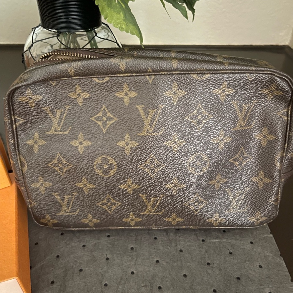 Louis Vuitton Brown Toiletry Bag with Monogram Pattern